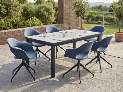 Gartenm&ouml;belset Sister Ria & Nancy, 6 Drehsessel und 1 Ausziehtisch 180-240x100cm