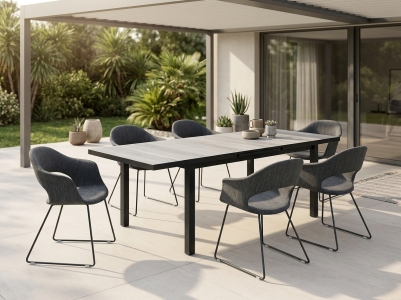 Gartenm&ouml;belset Sister Su & Nancer, 6 Sessel und 1 Ausziehtisch 180-240x100cm
