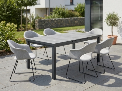 Gartenm&ouml;belset Sister Su & Nancer, 6 Sessel und 1 Ausziehtisch 180-240x100cm