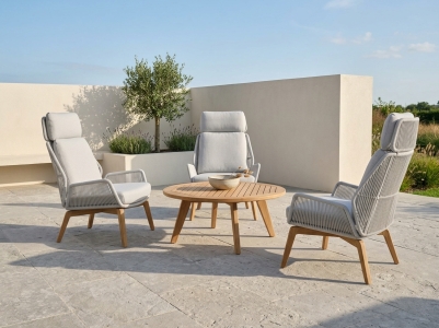 Kastos & Carthago Loungeset inkl. Polster, 3 Sessel und 1 Loungetisch aus Teakholz