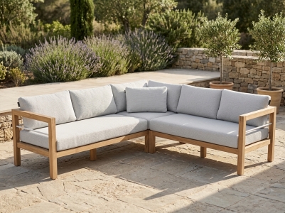 AppleBee Frejus Ecklounge 234x237cm inkl. Polster, Rahmen aus Teakholz