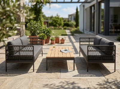 Niehoff M&ouml;bel Outdoor Azuri Set-3 inkl. Polster, 2 Sofa inkl. Polster und 1 Loungetisch 120x70x28,5cm