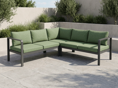 Best Richmond Ecklounge-Set 220x220cm anthrazit mit gr&uuml;nen Polster