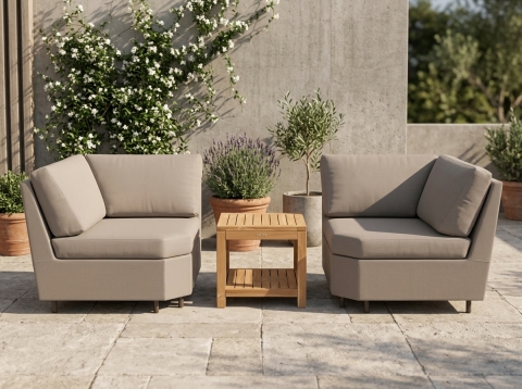 Beluga & Lobby Loungeset, 2 Eckteile und 1 Beistelltisch inkl. Polster