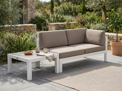 Cosmo & Cleveland Loungeset wei&szlig; 233cm inkl. Polster und Beistelltisch