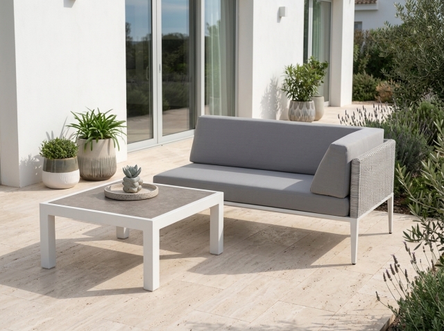 Riviera & Cleveland Loungeset mit Kissen und Beistelltisch
