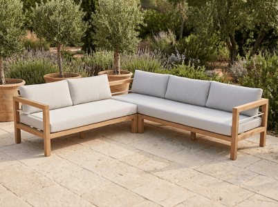 AppleBee Frejus Teak-Eckloungeset mit Polster 237x234cm