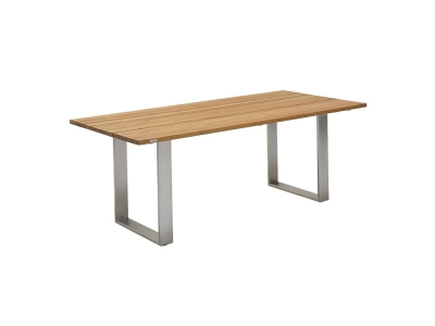 Niehoff Noah Tisch 200x95cm, Profilkufe Edelstahl, Tischplatte Teak ge&ouml;lt