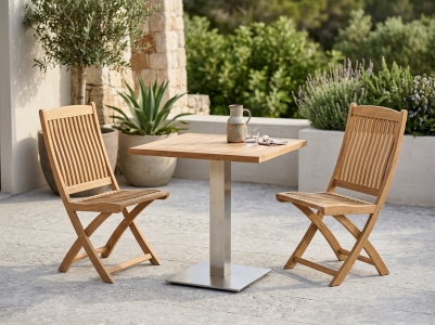 Bistroset- Bali, 2 Klappst&uuml;hle aus Teak und 1 Bistrotisch 68x68cm