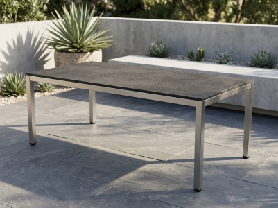 Zebra Tischset Opus 210x100cm, Edelstahlgestell, Tischplatte HPL Volcanic Stone