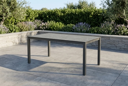 Zebra Tischset Alus 160x90cm, Aluminiumgestell graphit, Tischplatte HPL scratched grey