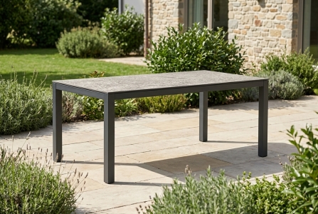 Zebra Tischset Alus 160x90cm, Aluminiumgestell graphit, Tischplatte HPL sandstone