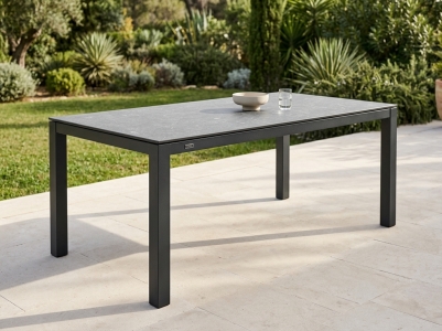Zebra Tischset Alus 180x100cm, Aluminiumgestell graphit, Tischplatte HPL scratched grey
