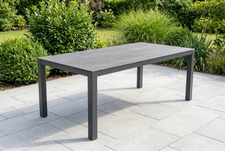 Zebra Tischset Alus 210x100cm, Aluminiumgestell graphit, Tischplatte Taro HPL Beton