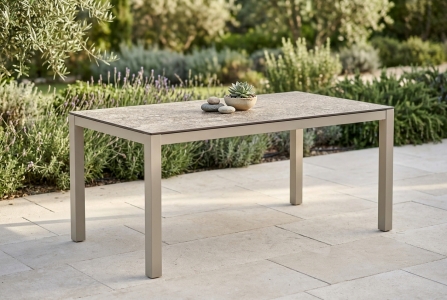 Zebra Tischset Alus 160x90cm, Aluminiumgestell light taupe, Tischplatte HPL sandstone