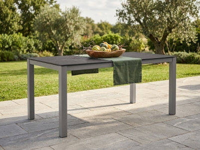 Zebra Tischset Alus 160x90cm, Aluminiumgestell elegance grey, Tischplatte HPL Volcanic Stone