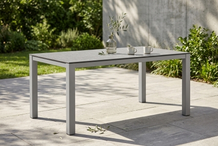 Zebra Tischset Alus 160x90cm, Aluminiumgestell elegance grey, Tischplatte HPL Scratched Grey