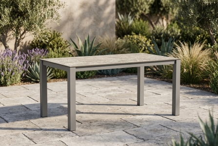 Zebra Tischset Alus 160x90cm, Aluminiumgestell elegance grey, Tischplatte HPL Sandstone