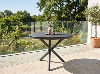 Zebra Mikado Tischsystem, Gestell Aluminium graphit, Tischplatte HPL volcanic stone