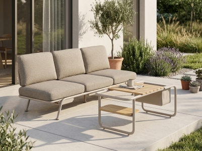 Zebra Somerset light taupe Sofa 198cm und Kaffeetisch 83,5x46cm