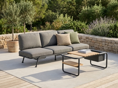 Zebra Somerset grahit, Sofa 198cm mit Kaffeetisch 83,5x46cm