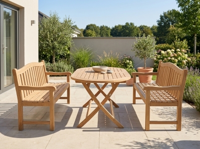 Zebra President Gartenbankset aus Teakholz, 2 B&auml;nke 130cm und 1 Tisch oval 140x90cm