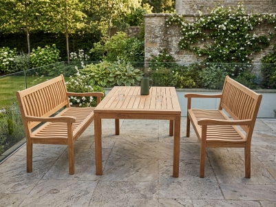 Zebra President Gartenbankset-2 aus Teakholz, 2 B&auml;nke 160cm und 1 Tisch 160x90cm