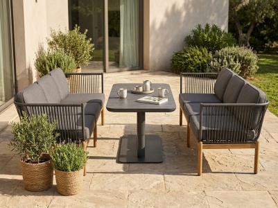 Zebra Pollux-Move Gartenm&ouml;bel-Set, 2 Lounge 3-Sitzer, 1 verstellb. Tisch 140x80cm