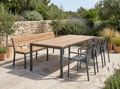 Zebra Alex-Bee Gartenm&ouml;bel-Set, 3 Sessel, 1 Tisch 220x100cm, 1 Bank, recyceltem Teak