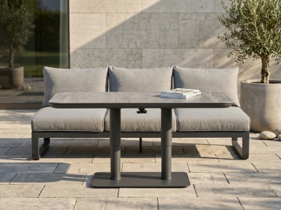 Zebra Fly-Move Loungeset inkl. Polster, h&ouml;henverst. Kaffeetisch 140x80x51-71cm