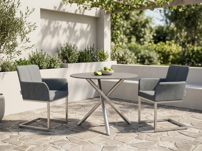 Zebra Annex-Mikado Gartenm&ouml;belset, 2 Swingsessel und 1 Tisch rund 110cm