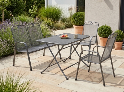 MWH Cafe Latte-Savoy Gartenm&ouml;belset Iron Grey, 2 Sessel, 1 Bank, 1 Tisch 110x70cm