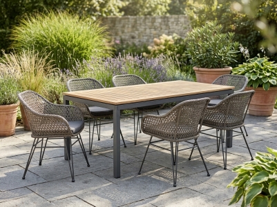 MWH Riviera-Alutapo Gartenm&ouml;belset, 6 Gartensessel und 1 Tisch 220x95cm