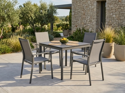 MWH Alutapo-Verona Gartenm&ouml;belset, 4 Sessel , 1 Tisch 95x95cm