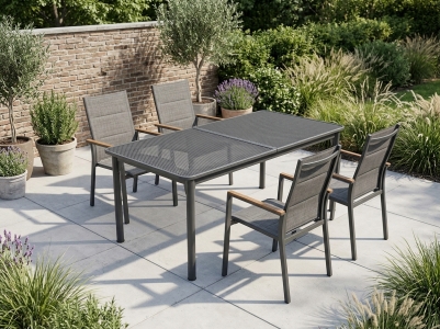 MWH Universal-Opera Gartenm&ouml;belset-6, 4 Sessel, 1 Ausziehtisch 163-261x90cm