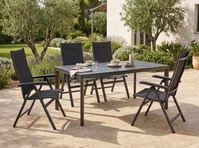 MWH Gartenm&ouml;belset Core-Prado, 4 Stapelsessel und 1 Tisch 160x95cm