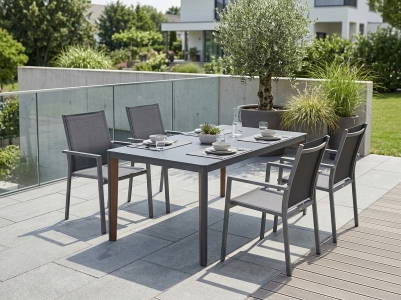 MWH Gartenm&ouml;belset Felino - Prado, 4 Stapelsessel und 1 Tisch 160x95cm
