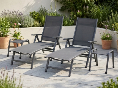 MWH Savoy - Elements Liegenset Iron grey, 2 Liegen mit 2 Hockern