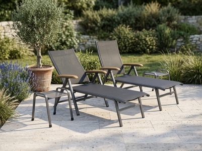 MWH Reno - Savoy Liegenset eisengrau, 2 Liegen und 2 Hocker