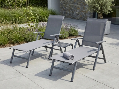 MWH Widoo-Savoy Liegenset Iron grey, 2 Liegen klappbar und 1 Hocker