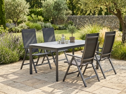 MWH Verona-Alutapo Gartenm&ouml;belset, 4 Positionssessel und 1 Tisch 160x95cm