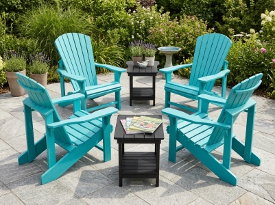 Muskoka Loungeset Generation Line Turquoise, 4 Sessel und 2 Tische