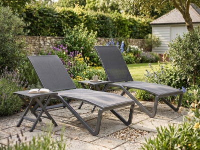 MWH Verona und Kedline Gartenliegen Set Aluminium Eisengrau