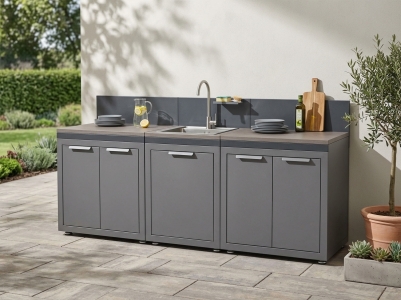 Creador Cucino Outdoork&uuml;chen-Set 3-teilig geschlossen ca. 220x60x110cm