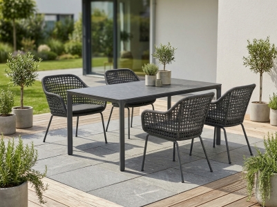 MWH Nomad-Pulse Gartenm&ouml;belset anthrazit, 4 Sessel und 1 Tisch 160x95x75cm