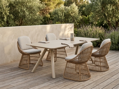 MWH Free-Norden Gartenm&ouml;beset, 4 Sessel mit Kissen und 1 Tisch 208x100cm