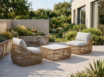 MWH Norden Loungenset sand, 2 Loungesessel und 1 Loungetisch inkl. Polster