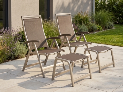 Sieger Exclusiv  Royal champagner Relax-Set, 2 Hochlehner verstellbar und 2 Hocker