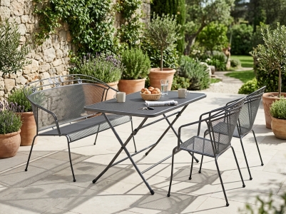 MWH Elegance-Cafe Latte Gartenm&ouml;belset, 1 Bank 113cm, 2 Sessel, 1 Klapptisch 110x70cm