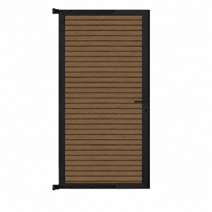 Elephant Triple Rhombus Bausatz Tor WPC Natural Dark Brown co-extrudiert 90x174cm inkl. Beschlag, Rahmen Schwarz